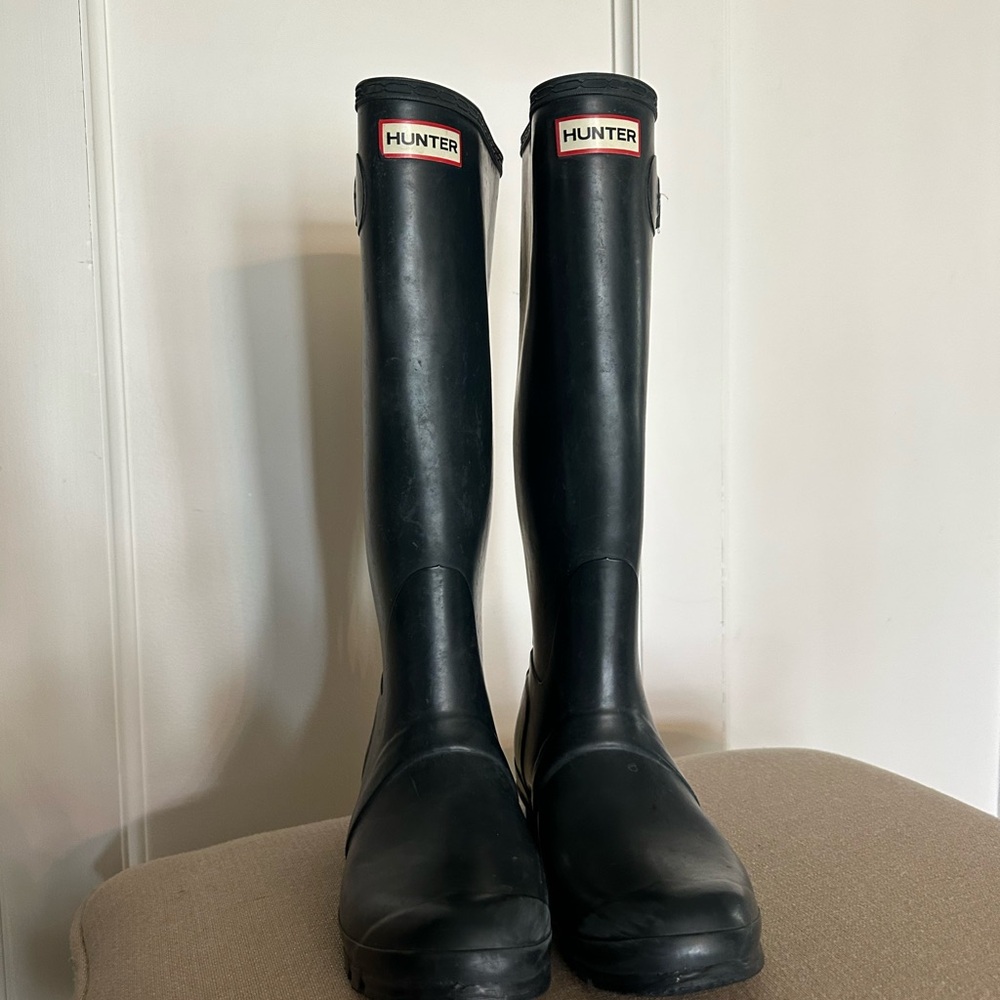 Hunter Original Tall Navy Rain Boots | Women’s US 9 / UK 7 Matte Rubber